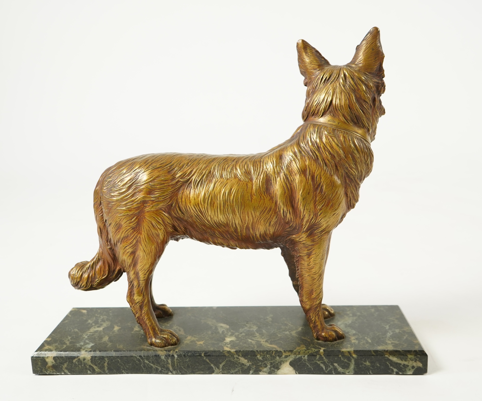 Attributed to Demétre H. Chiparus (Romanian, 1886-1947), a gilded bronze figure of a German Shepherd dog